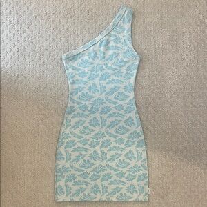 Afends Hemp Ribbed Floral One Shoulder Mini Dress